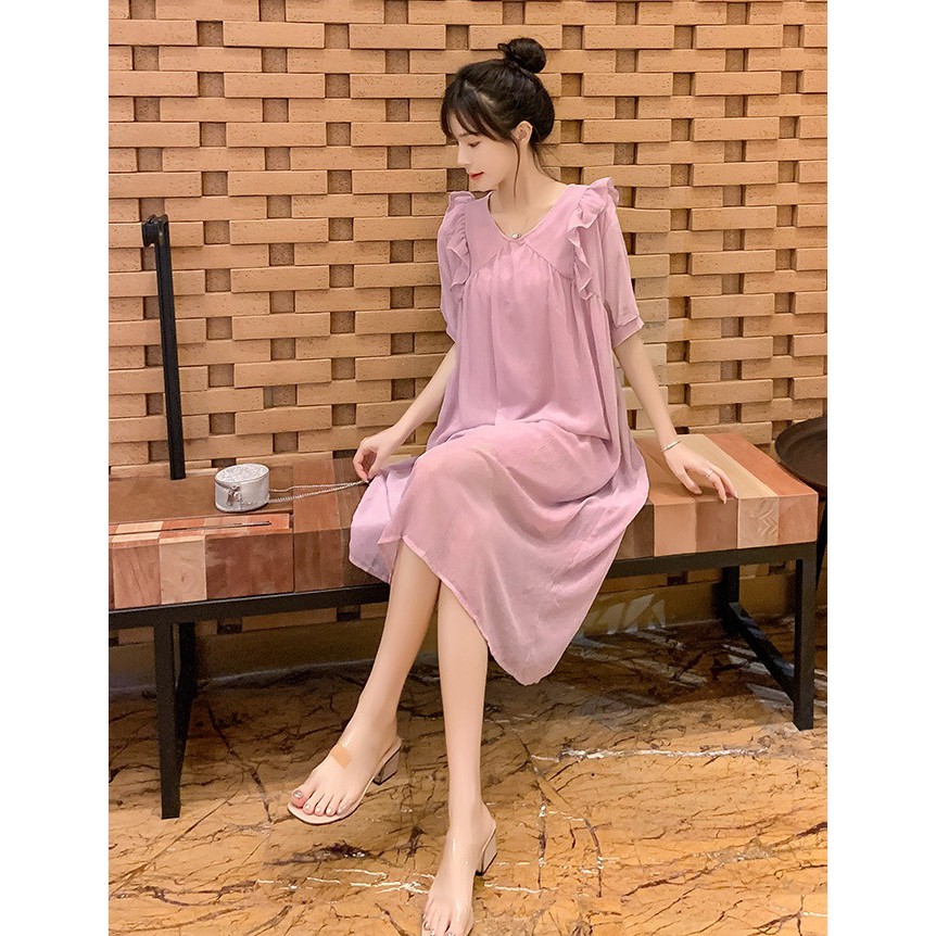 [ BIGSIZE 85kg ] VÁY ĐẦM BẦU THIẾT KẾ DỰ TIỆC CÔNG SỞ MÙA HÈ BÈO VAI TÍM CHẤT ĐŨI MỀM MÁT
