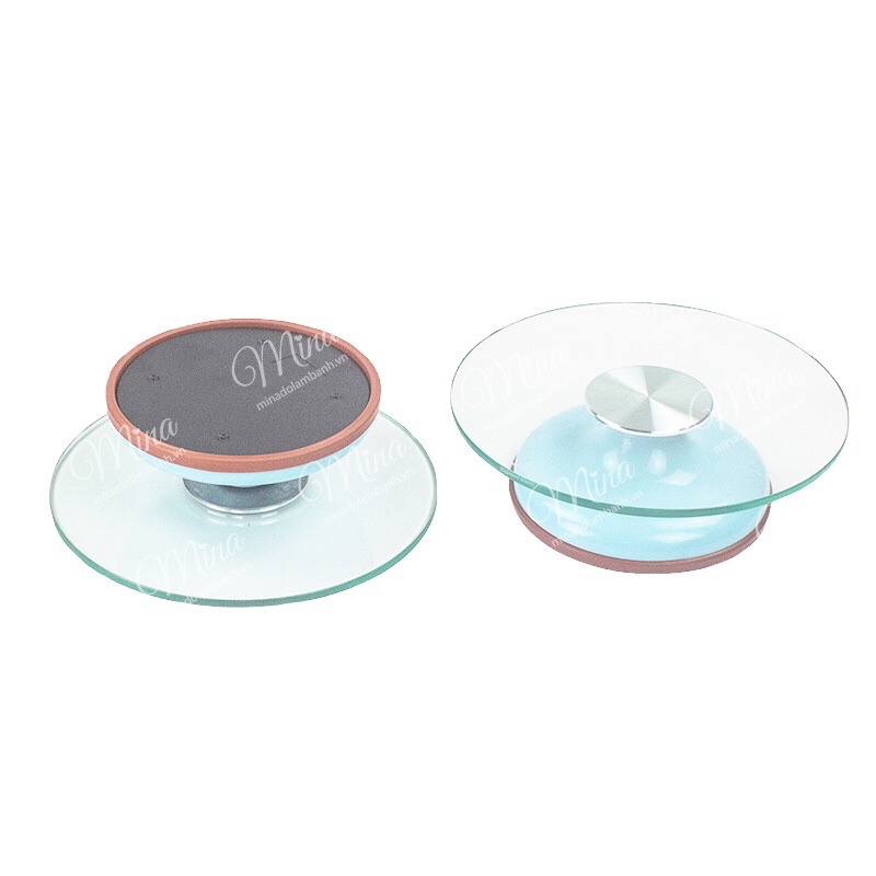 Bàn xoay Inox Mặt KÍNH trang trí bánh kem