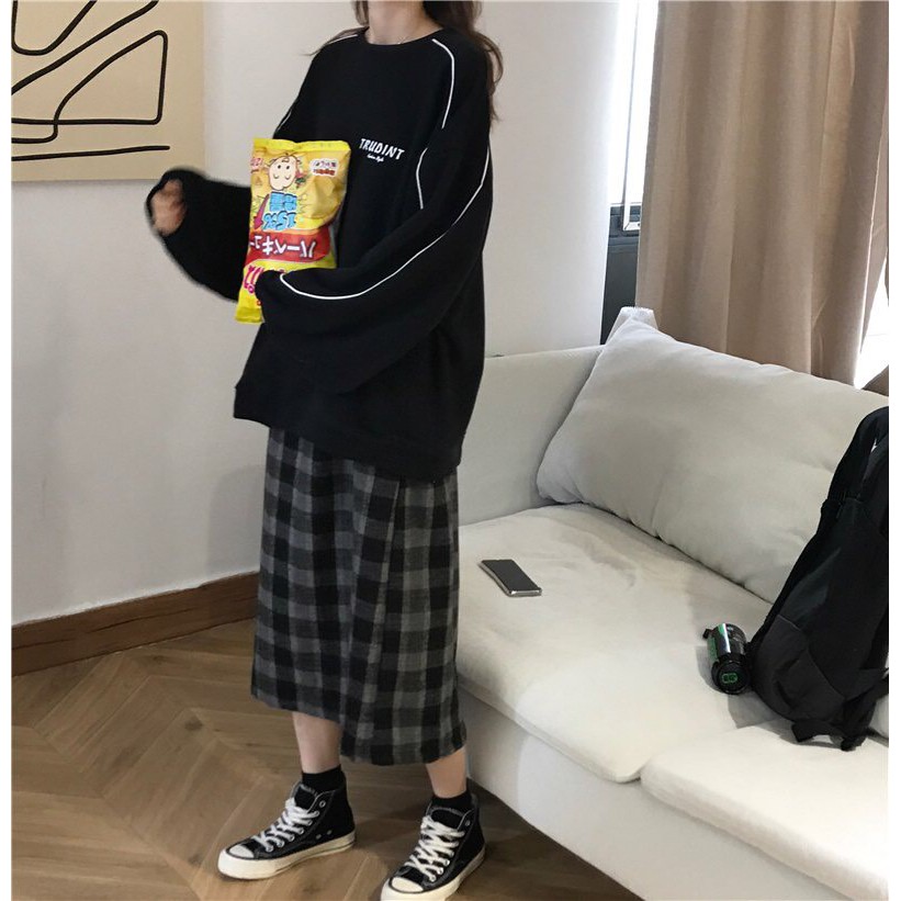 Áo sweater nỉ bông nam nữ HIGH SỌC TAY lót nỉ TRUDINT Unisex form rộng kiểu dáng Ulzzang hai màu trắng đen | BigBuy360 - bigbuy360.vn