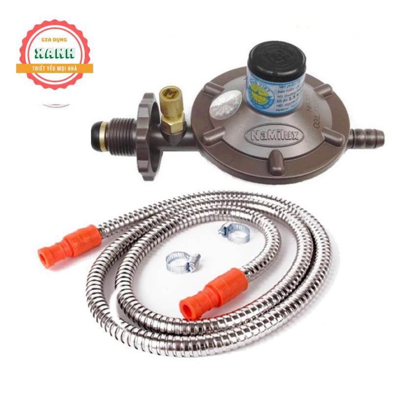 COMBO VAN GAS NGẮT TỰ ĐỘNG NAMILUX+ DÂY GA INOX, Phù hợp 100% Bếp Gas cho ngọn lửa xanh, mạnh và tiết kiệm gas.