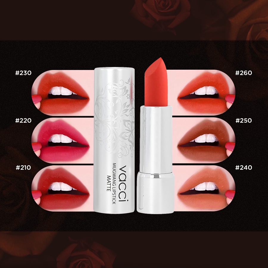 Son Nhung Lì Cao Cấp Vacci Mugwang Lipstick Matte - Màu chuẩn lì mềm mịn như nhung