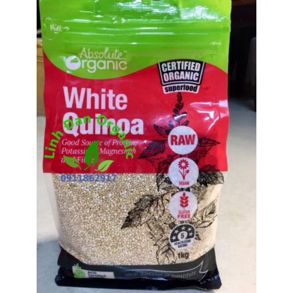 [Mới] Hạt Diêm Mạch Trắng Úc Absolute Organic White Quinoa 1kg date 2023