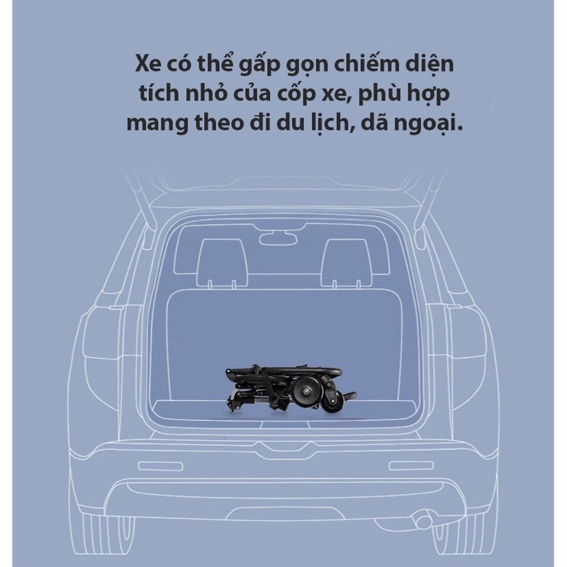 Xe đẩy gập gọn đảo chiều cho bé tặng kèm đệm