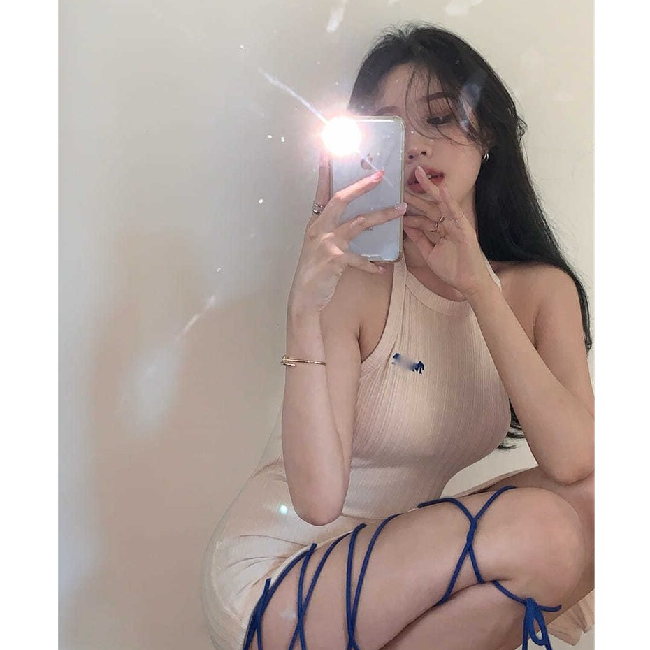 QADCOL  Đầm Hai Dây Ôm Dáng Phong Cách Quyến Rũ Dành Cho Bạn Gái