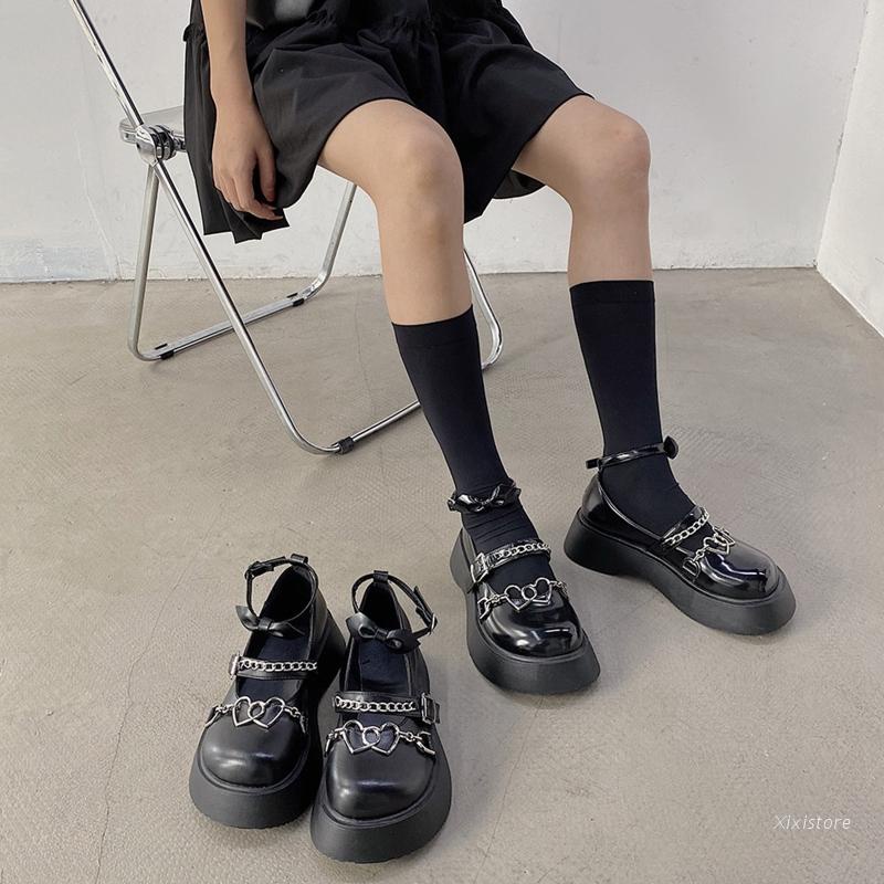 XIXI Giày Cao Gót Đế Xuồng Có Dây Đeo Mắt Cá Chân Hóa Trang Lolita Cho Nữ