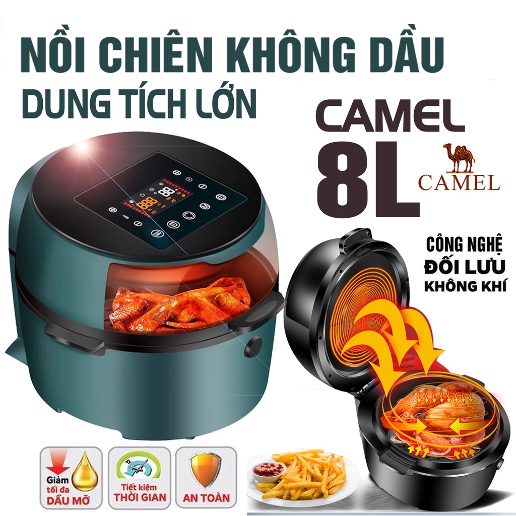 [Mã 252ELSALE hoàn 7% đơn 300K] NỒI CHIÊN KHÔNG DẦU CAMEL - MKMAOKE CHÍNH HÃNG ( BH 12 THÁNG) - MÓN NGON CHO SỨC KHỎE