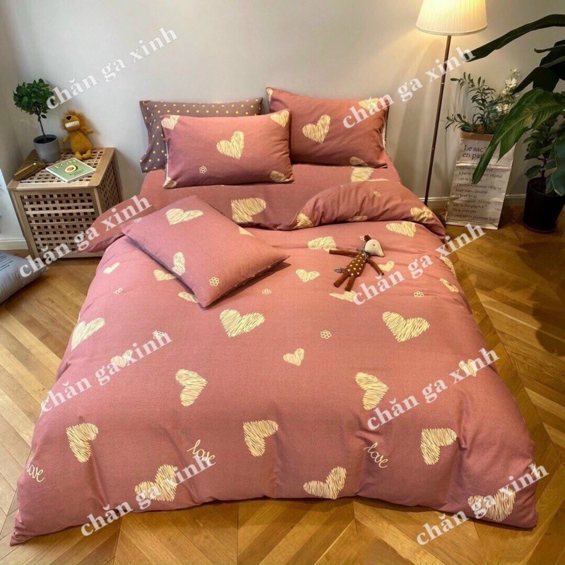 Bộ 5 Món Vỏ Chăn Ga Gối Coton Poly Cao Cấp ( Không Kèm Ruột )