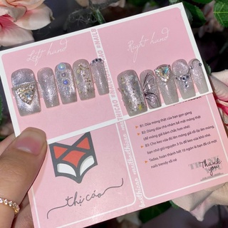 [Nails Box] Móng úp giả thiết kế mắt mèo lấp lánh