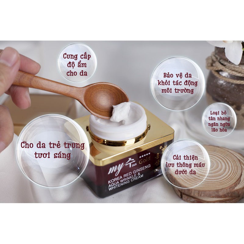 [Chính Hãng_My Gold] Kem Hồng sâm Dưỡng Trắng Da RED GINSENG AQUA WRINKLE &amp; WHITENING CREAM- 50ml