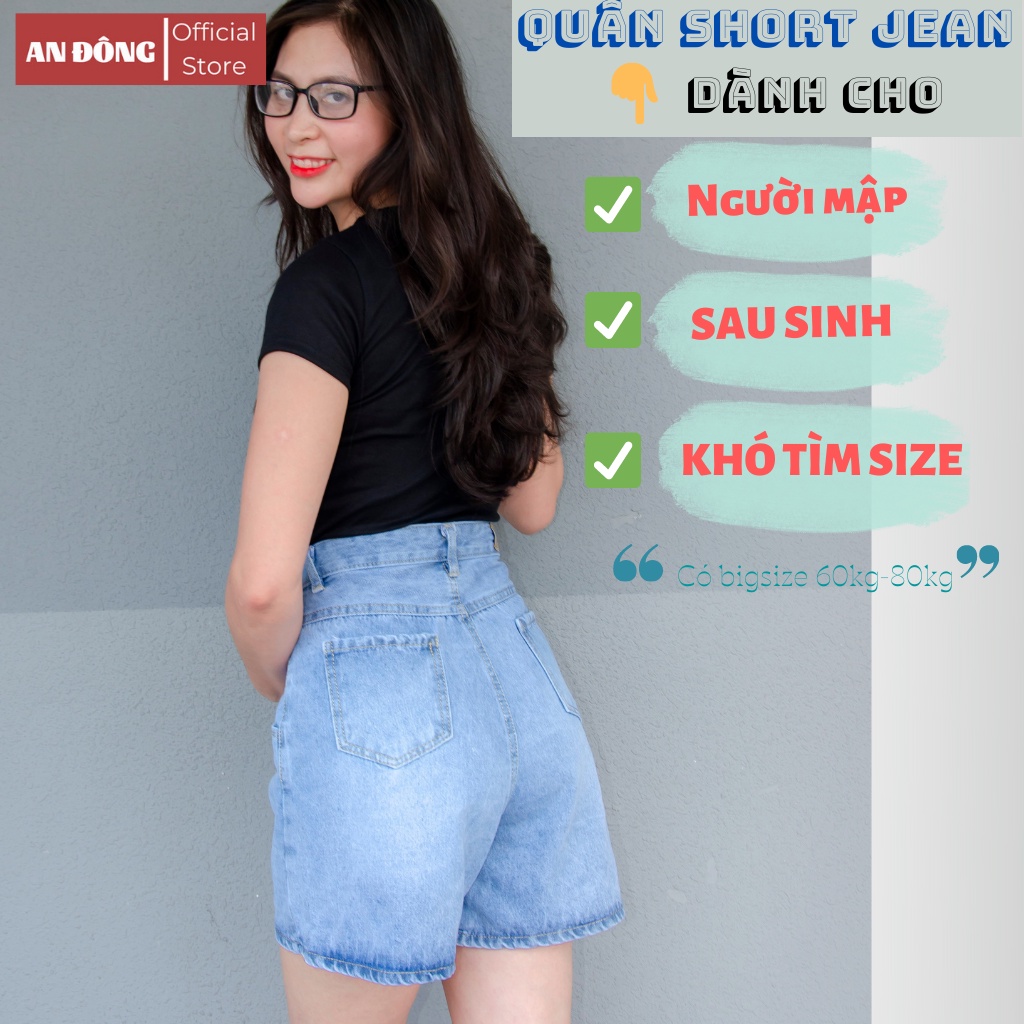 Quần short jean nữ lưng cao, ống rộng dành cho chị em sau sinh, khó tìm size (JN)