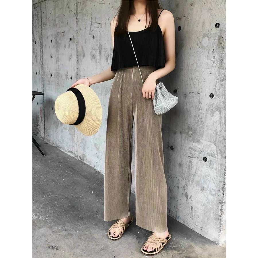 Quần Cullotes gân tăm DAISY BELLE dáng suông ống rộng dập li siêu đẹp, mặc đi chơi, đi biển cực thoải mái, tôn dáng