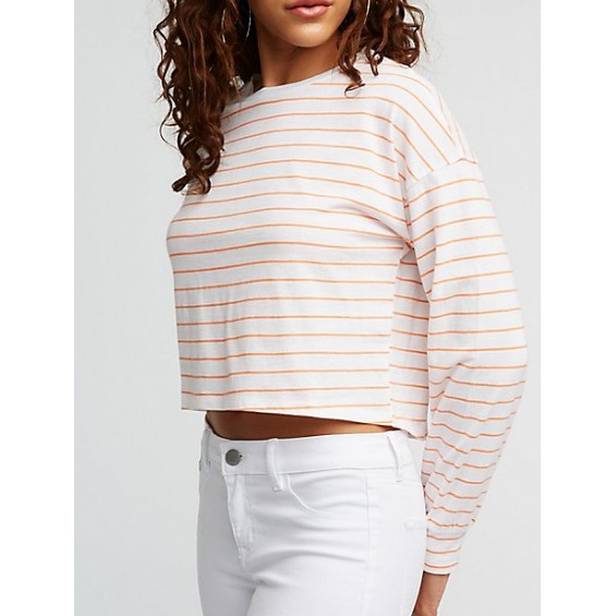 Áo croptop Charlotte Russe tay dài sọc ngang