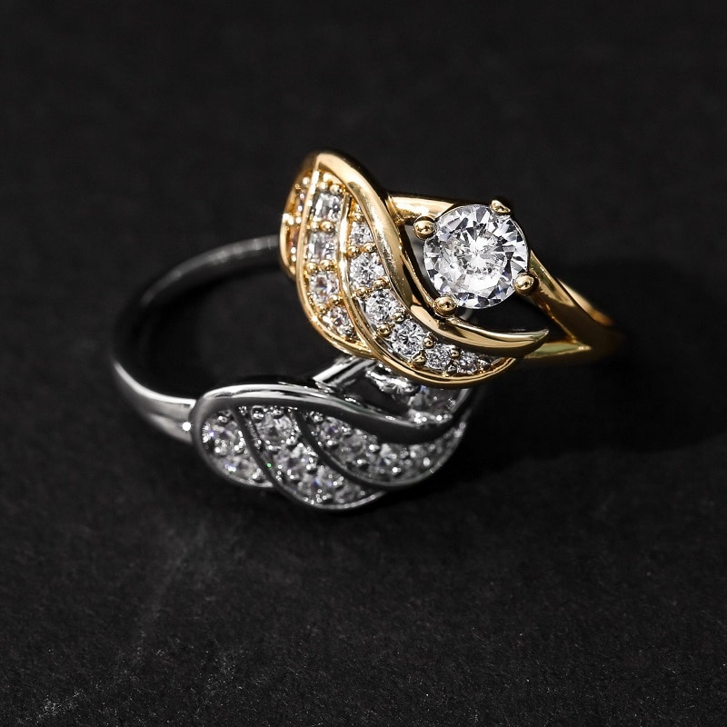 Nhẫn đính đá zircon hình cánh thiên thần sang trọng cho nữ
