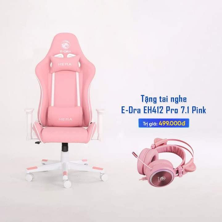 Tặng Tai Nghe 499k -Ghế Gaming EDRA HERA EGC224 Pink (Hồng)