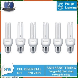 Combo 6 bộ - bóng đèn philips essential 8w & 18w & 23w e27 huỳnh quang compact