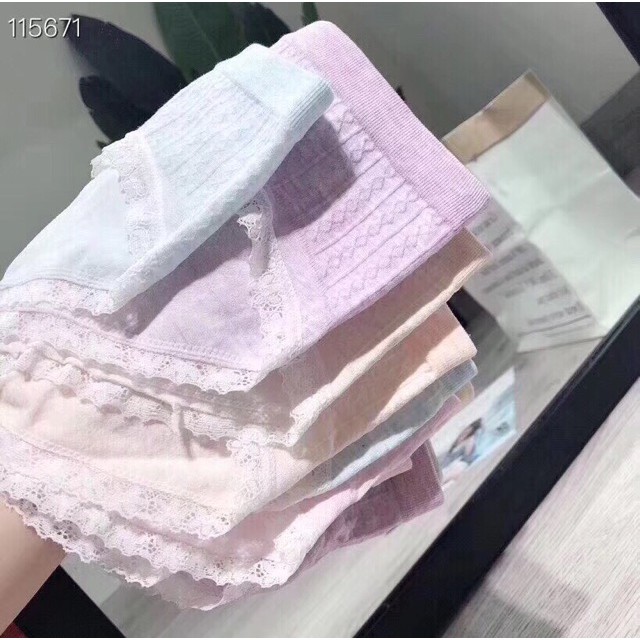Hộp 5 quần lót nữ MUJI cực xinh chất cotton viền ren HÀNG TỐT | BigBuy360 - bigbuy360.vn