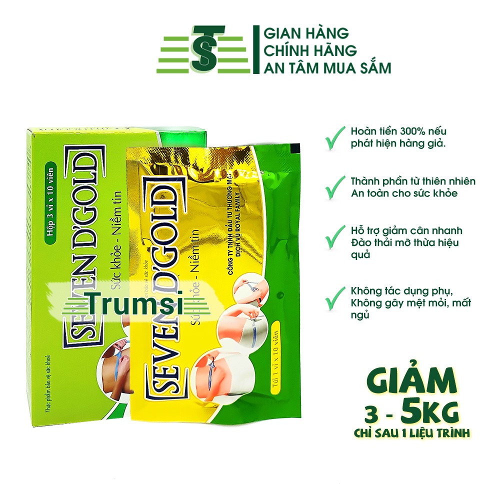 Giảm cân cấp tốc Seven D'Gold (Seven Days) giảm cân nhanh, giảm cân an toàn hiệu quả cho người có cơ địa khó (30 viên)