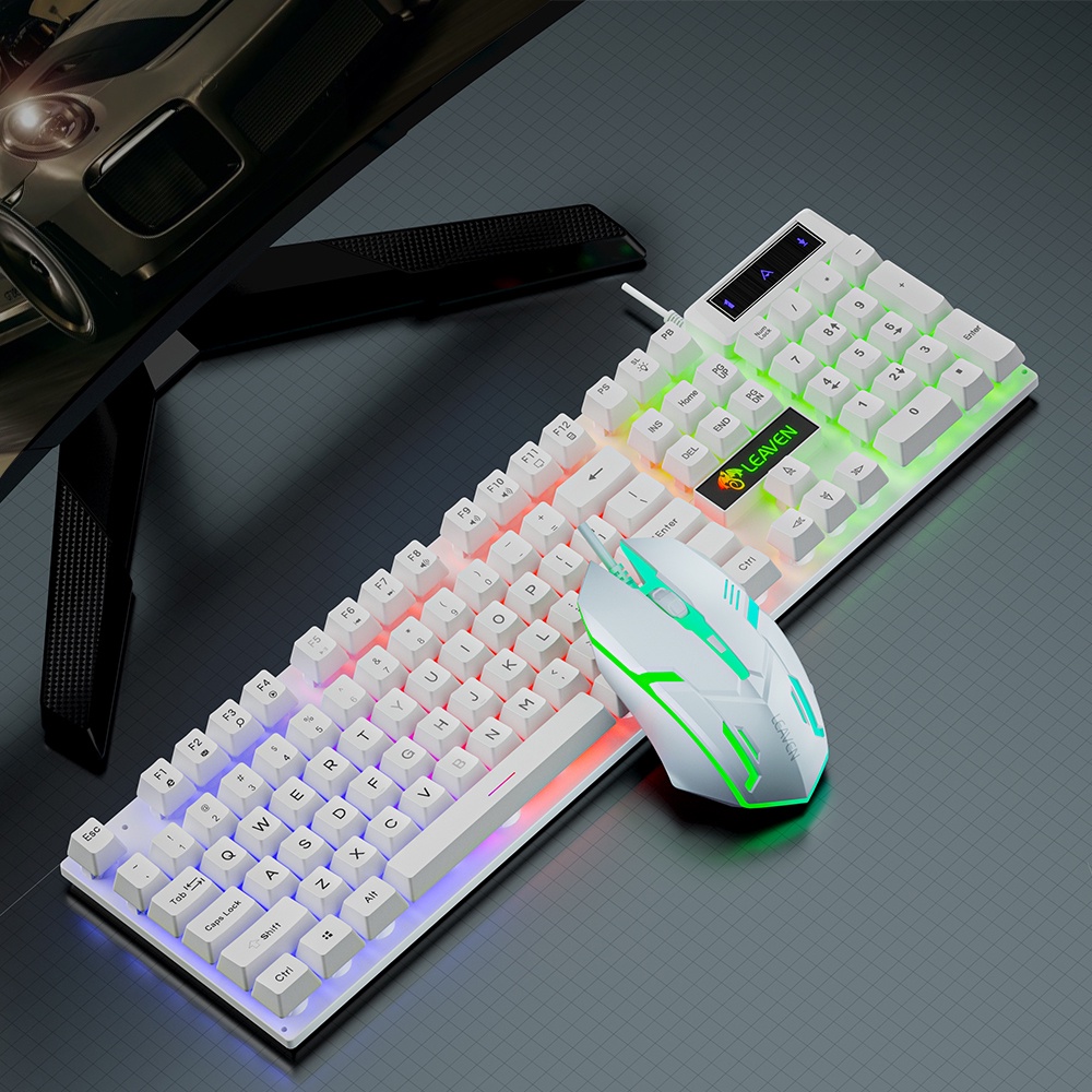 Bộ bàn phím chơi game có dây kèm chuột máy tính với đèn LED 7 màu ấn tượng D320