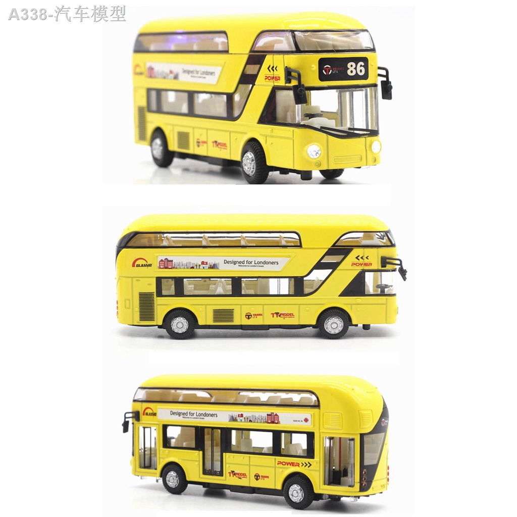 ❈✹Lovely Alloy Tourist Bus Model Pullback Car Figure Children Gift Home Ornament – – top1shop
