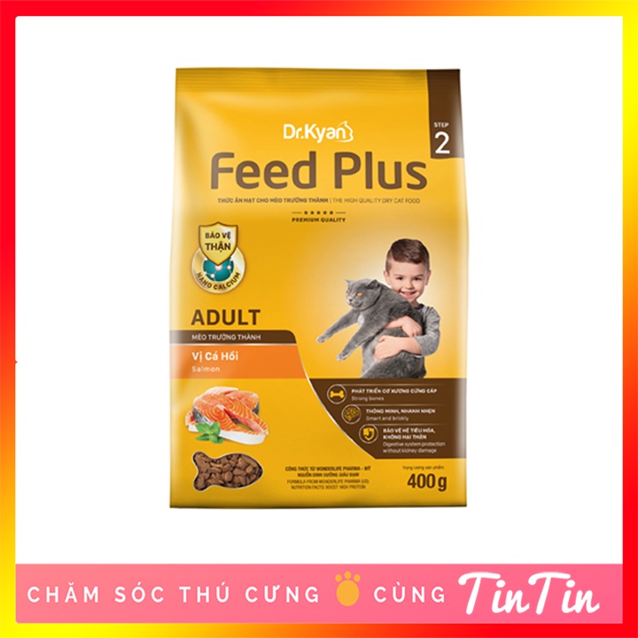 Thức Ăn Hạt Khô Cho Mèo Trưởng Thành Feed Plus ADULT – Vị Cá Hồi Gói 400 g