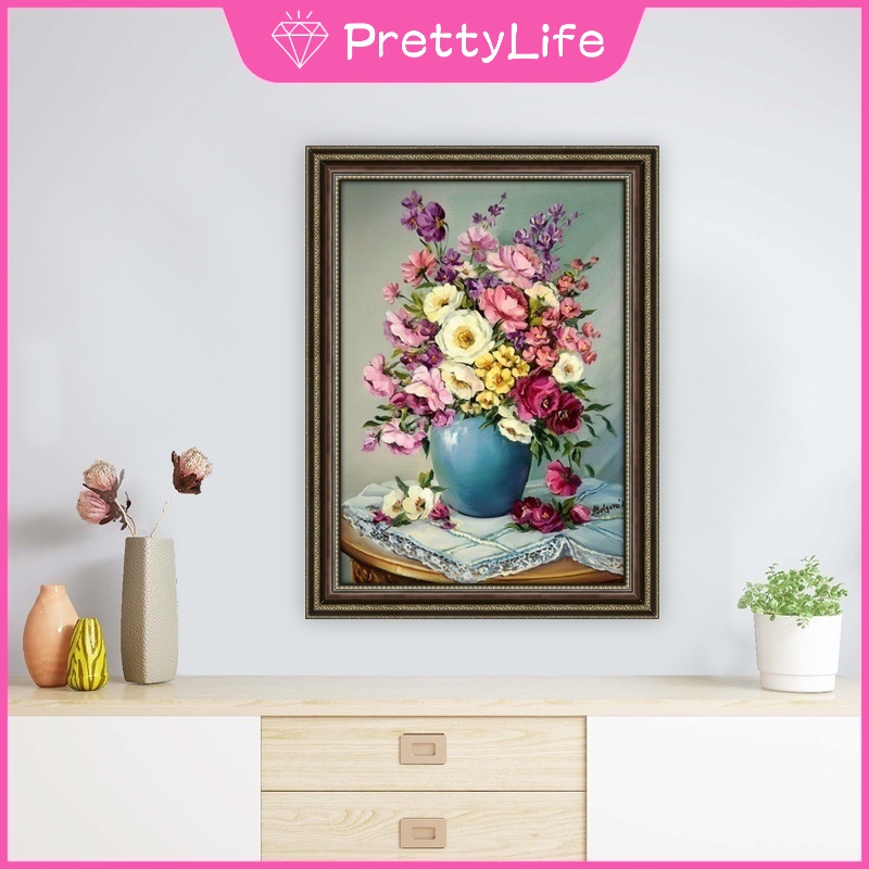 Bộ Tranh Đính Đá 5d Họa Tiết Hoa Xinh Xắn Độc Đáo Kích Thước 30x40cm DIY Dùng Trang Trí