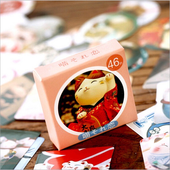 Set 46 miếng dán trang trí sổ tay DIY hình Totoro Maruko phong cách Nhật Bản