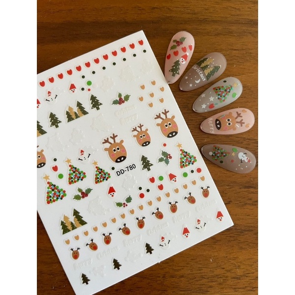 Sticker nail noel 3d dán móng tay nail