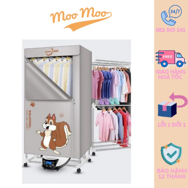 Tủ sấy quần áo 1600W 2 tầng sấy 360 độ phím cảm ứng