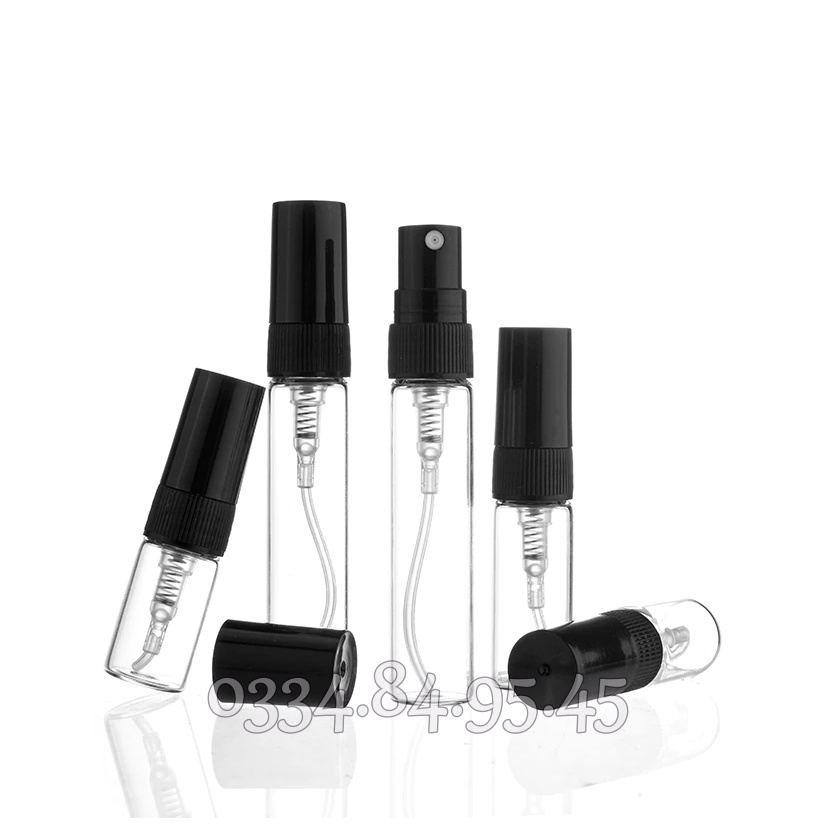 Chai chiết nước hoa 2ml 3ml 5ml 10ml NẮP ĐEN- Lọ đựng thủy tinh xịt phun sương, vỏ chiết vial, phễu mini