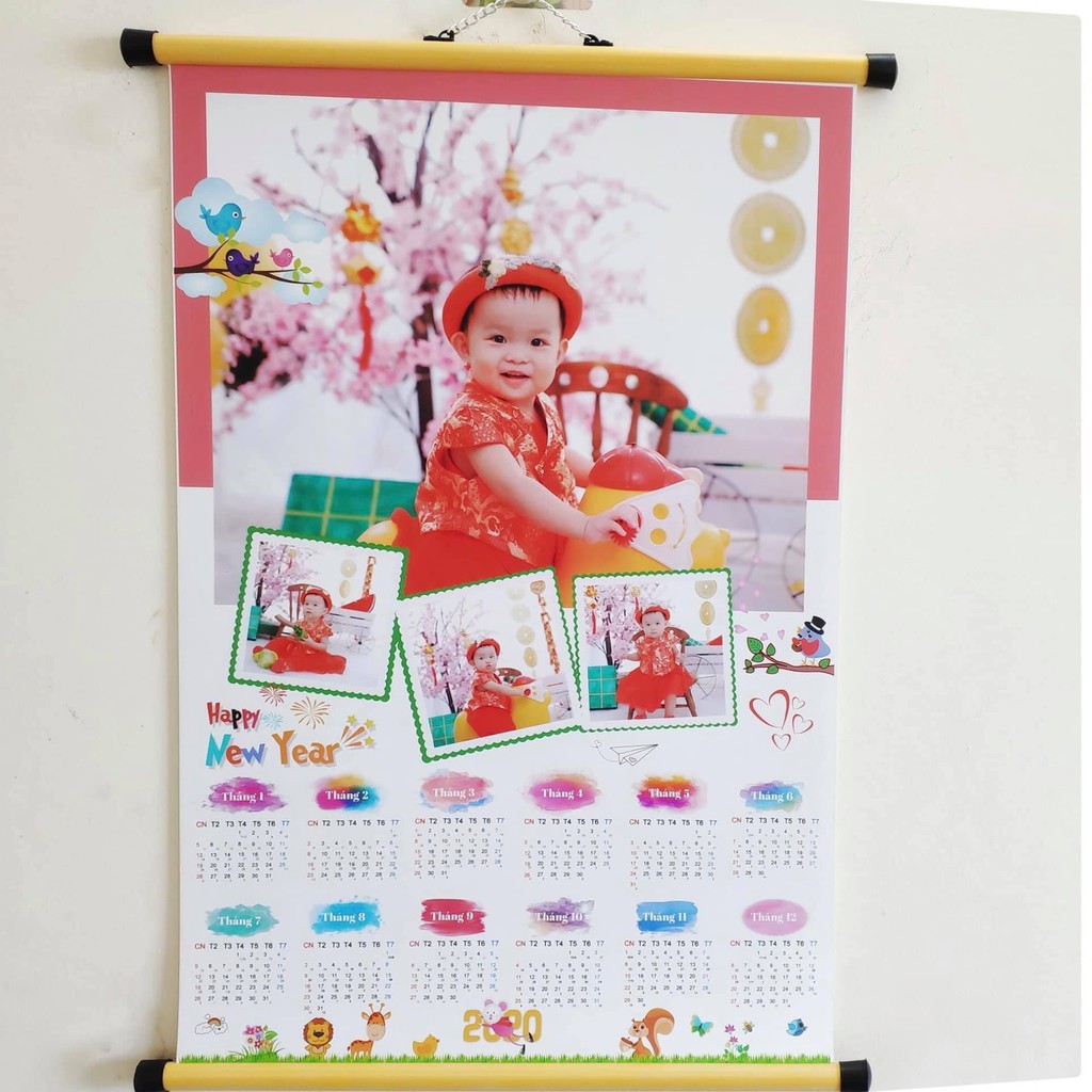 Lịch treo tường in theo mẫu cỡ 40.60 cm cho bé