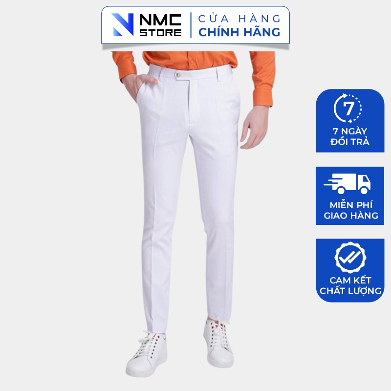 Quần âu nam công sở vải đẹp co dãn màu trắng - NMC STORE