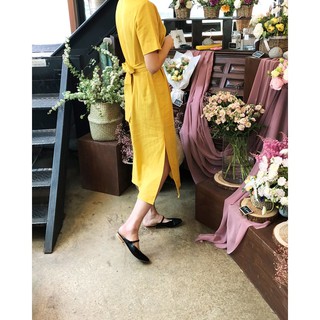 Đầm Suông Linen Thắc Nơ