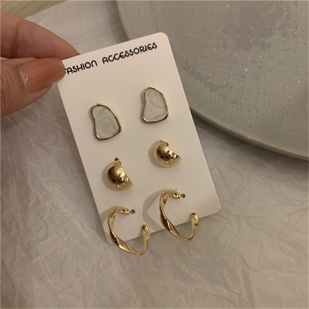 Set 3 đôi hoa tai kiểu dáng độc đáo cá tính thời trang dành cho nữ