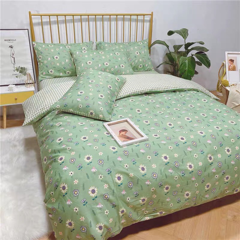 Bộ Chăn Ga Cotton POLY MẪU HOA NHÍ XANHchăn, ga, cotton, ga nệm, chăn ga, cotton poly, chăn nệm, chăn ga gối, bedding️