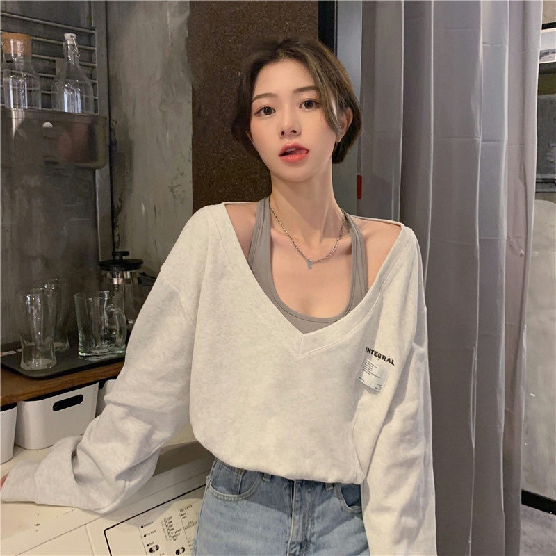 SUXI Áo Len Dài Tay Cổ Chữ V Phong Cách Hàn Quốc Hợp Thời Trang Cho Nữ