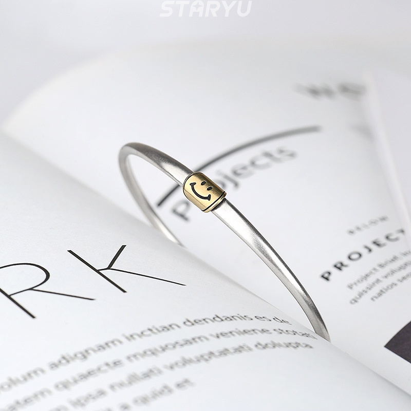 Vòng tay bằng bạc 925 mặt dây hình mặt cười thời trang xinh xắn cho nữ