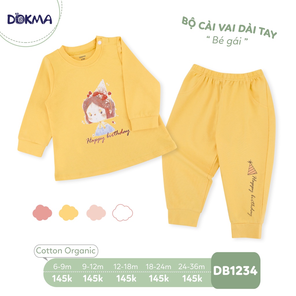 9-36M Bộ cài vai dài tay bé gái Dokma DB1234