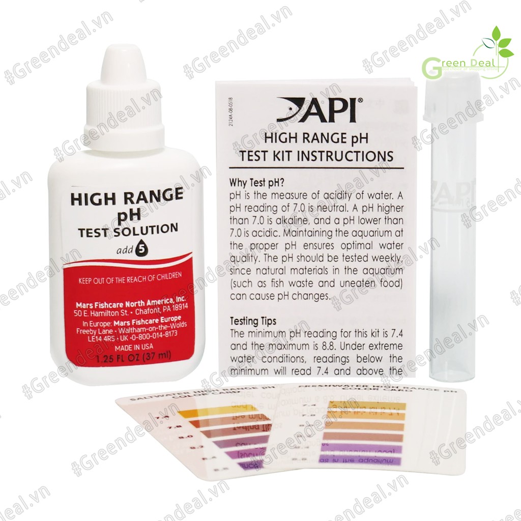 API - High Range pH Test Kit | Bộ đo pH 7.4-8.8 của nước hồ cá thuỷ sinh, hồ cá biển, hồ cá Koi