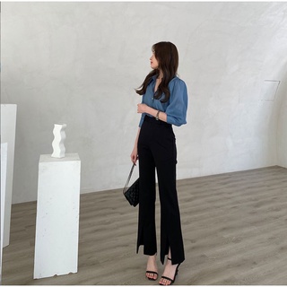 [HCM] Quần Tây Ống Loe Xẻ Gấu Trước Dáng Siêu Dài,Quần Ống Loe Cạp Cao Chất Vải Tuyết Mưa