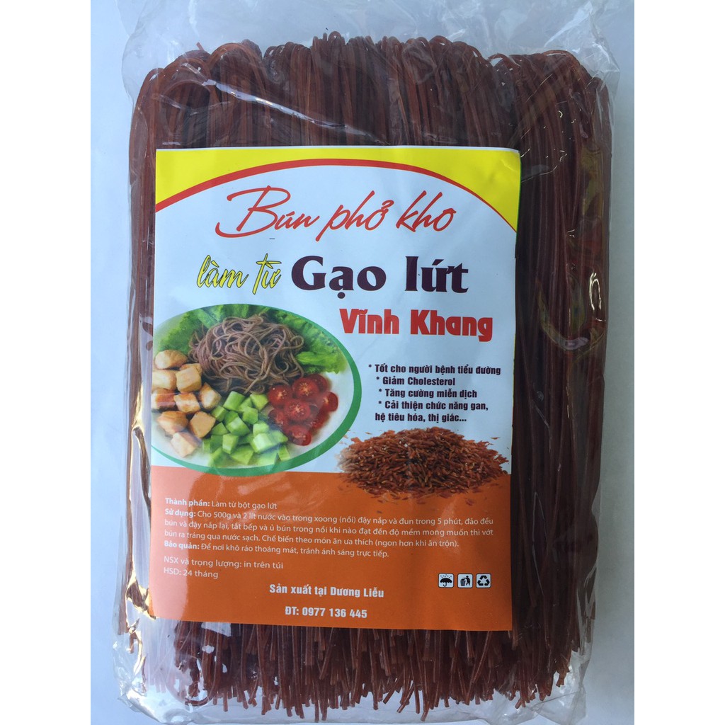 500g Bún gạo lứt khô Vĩnh Khang/ Phở gạo lứt khô Vĩnh Khang tự nhiên