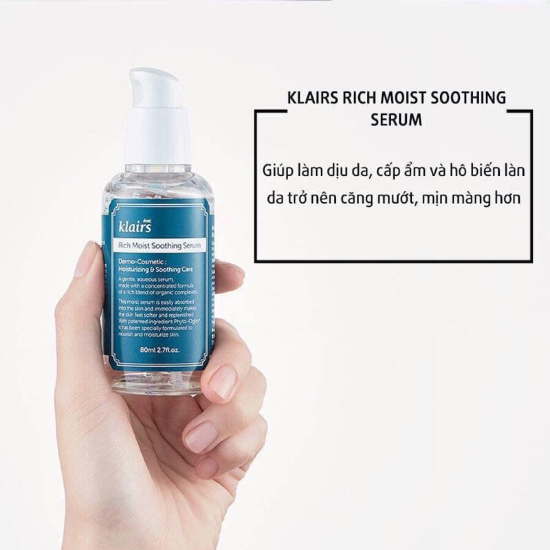 Tinh chất CẤP ẨM SÂU Klairs Rich Moist Soothing Serum