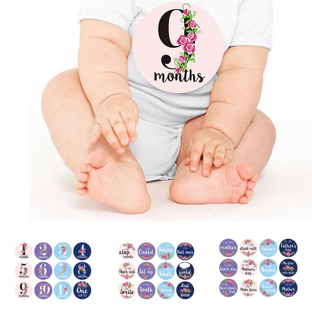 Set 12 Thẻ Dán Đánh Dấu Cột Mốc Phát Triển Theo Tháng Làm Phụ Kiện Chụp Ảnh Cho Bé Sơ Sinh Năm 2022