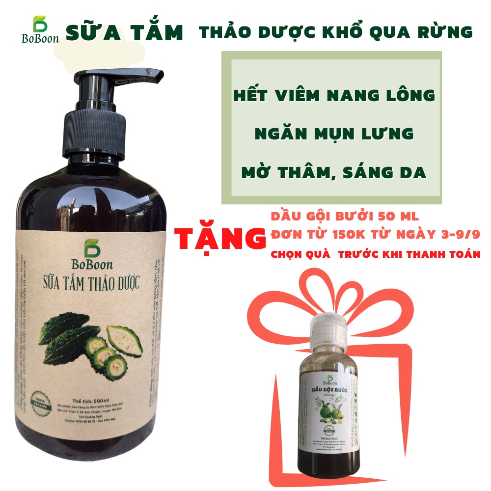 Sữa tắm thảo dược Boboon ngăn ngừa mụn lưng, hết viêm nang lông, sáng da, mờ thâm