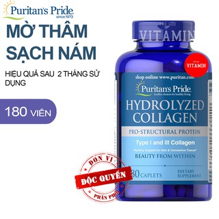 Viên uống đẹp da, mờ nám Collagen thủy phân Puritan's Pride 1000mg 180 viên