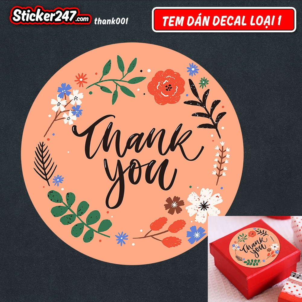Tem Thank You 𝑭𝒓𝒆𝒆𝒔𝒉𝒊𝒑 Decal Dán Cảm Ơn Hình Tròn Vintage - Sticker Cảm Ơn Chống Nước, Cắt Sẵn