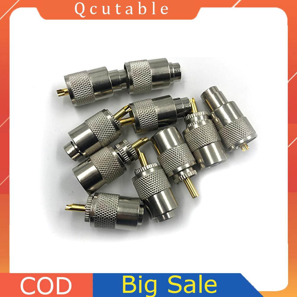 Set 10 đầu nối dây cáp đồng trục Uhf Pl259 Male-On Rg8 Rg58 Rf