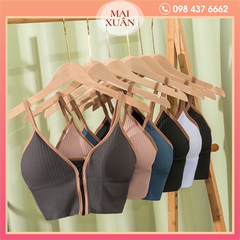 Áo Bra Nữ Kéo Khoá Khoét Sâu Sexy, Sẵn Mút Ngực Cao Cấp Siêu Xinh 8838