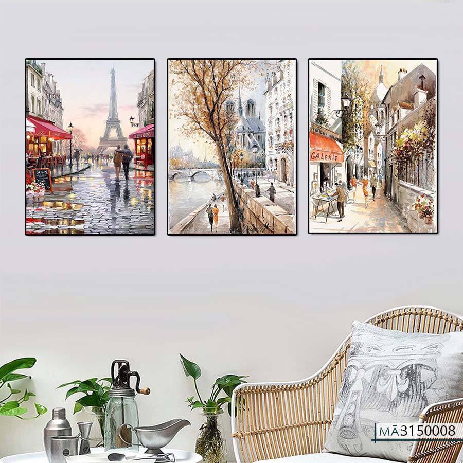 TRANH TREO TƯỜNG 3 bức phong cách hiện đại đầy đủ mẫu mã trên toàn thế giới - paris 3