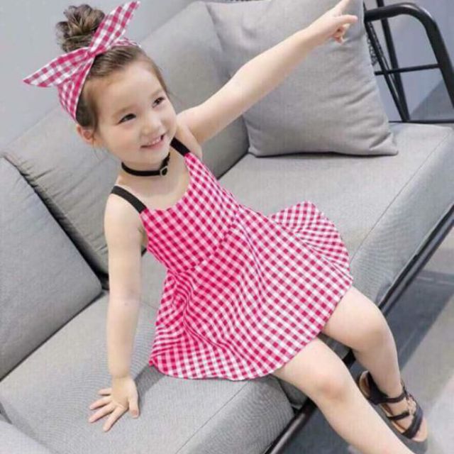 Đầm bé gái kèm băng đô