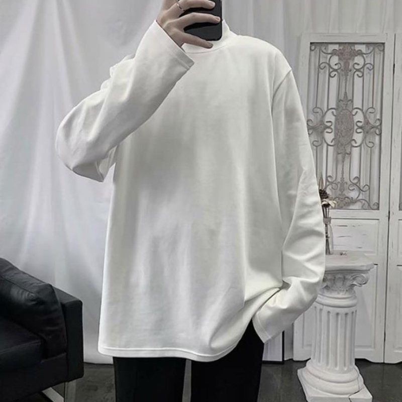 Áo Thun Tay Dài Cổ Cao Màu Sắc Đơn Giản Phong Cách Hàn Quốc Cho Nam Size M-3Xl